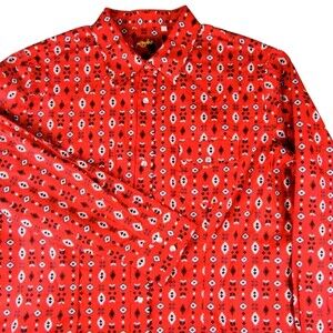 Rodeo Clothing Co Shirt Mens XL Red Geometric Long Sleeve Snap Front Western